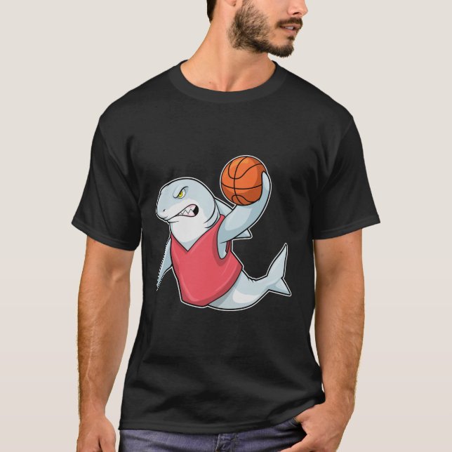 T-shirt Requin aux sports avec basket-ball (Devant)