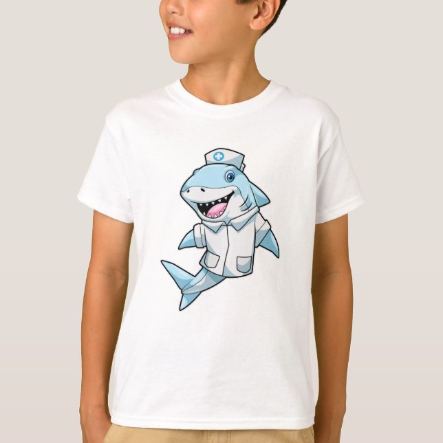 T-shirt Requin comme infirmière avec manteau (Devant)
