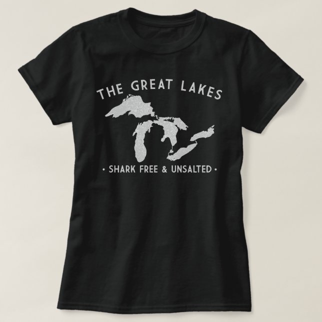 T-shirt Requin des Grands Lacs Gratuit et non salé Amusant (Design devant)