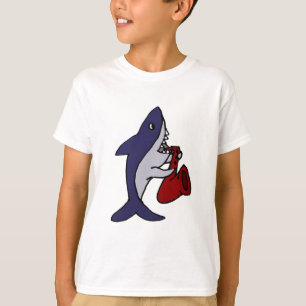 T-shirt Requin drôle jouant l'art de saxophone