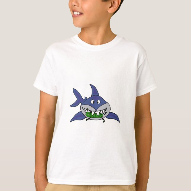 T-shirt Requin drôle mangeant la bande dessinée d'homme de (Devant)