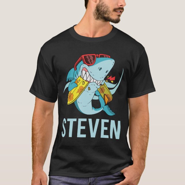 T-shirt Requin drôle - Nom de Steven (Devant)