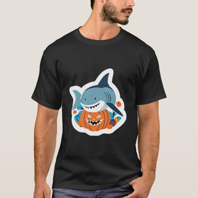 T-shirt Requin et citrouille effrayant (Devant)