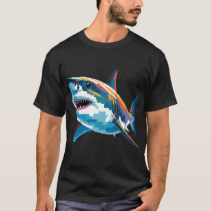 T-shirt Requin géométrique pixel animal abstrait requin