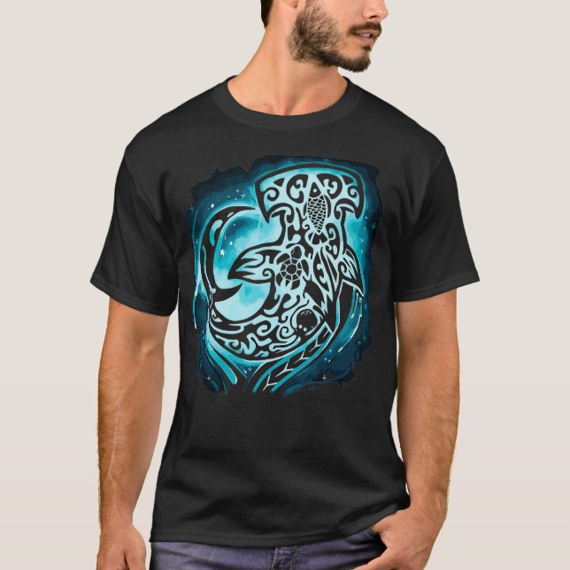 T-shirt requin marteau Hawaïen polynésien Maori (Devant)