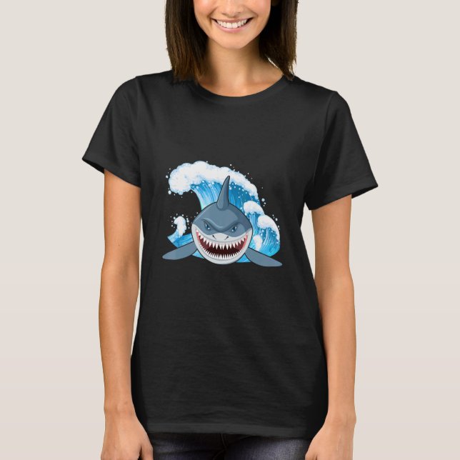 T-shirt requin orque requin rousse femmes requin bouche (Devant)