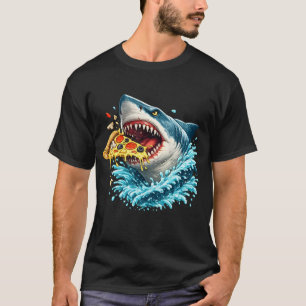 T-shirt Requin Pizza Affamé Grand Requin Blanc Mangeant de