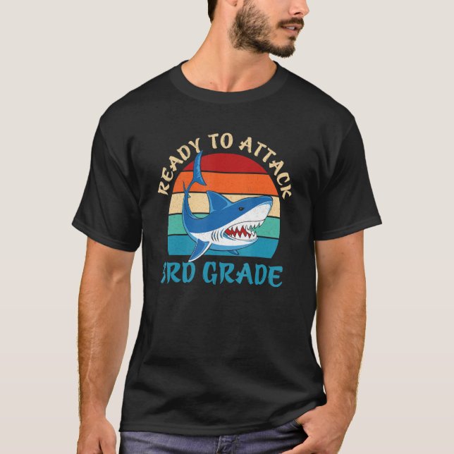 T-shirt Requin prêt à attaquer les garçons Sunset de 3e an (Devant)