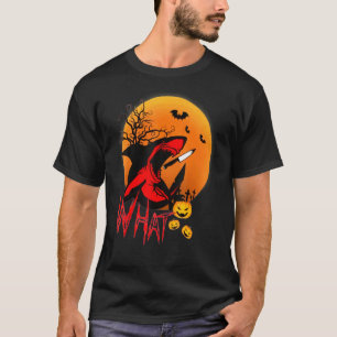 T-shirt Requin Quel Requin Effrayant Avec Couteau Citrouil