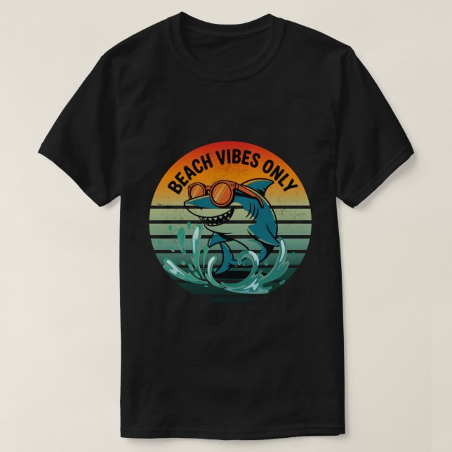 T-shirt Requin rétro cool avec lunettes de soleil - Vibes  (Design devant)