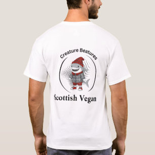 T-shirt requin végétalien déguisé écossais tartan