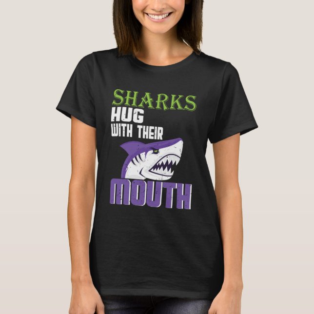 T-shirt Requins serrés avec leur bouche grand requin blanc (Devant)