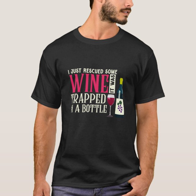 T-shirt Rescued Some Wine Drinking Drinker Sayings Graphic (Devant)