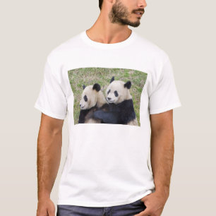 T-shirt Réserve de Wolong, Chine, Panda géant faisant un c