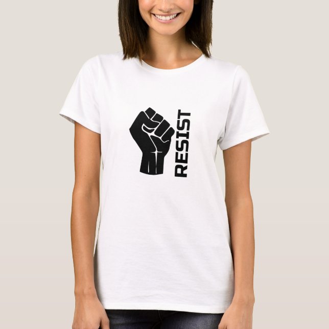 T-shirt Résiste avec poing - en noir 0002 (Devant)