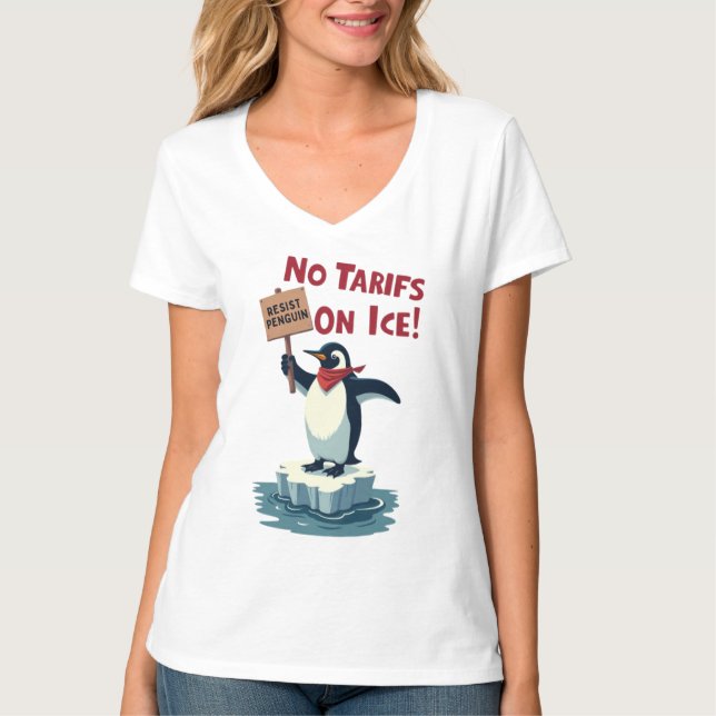 T-shirt Résistez À La Manifestation De Pingouins - Pas De  (Devant)