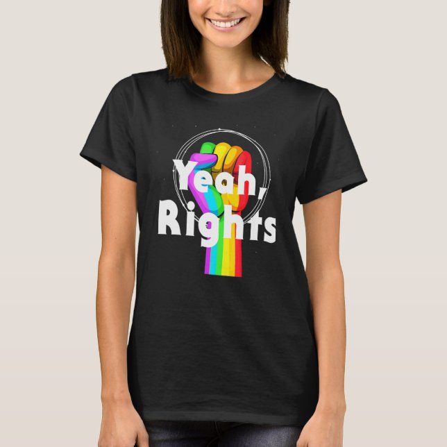 T-shirt Résistez Au Poing Arc-En-Ciel Oui Droits Lgbtqa+ G (Devant)
