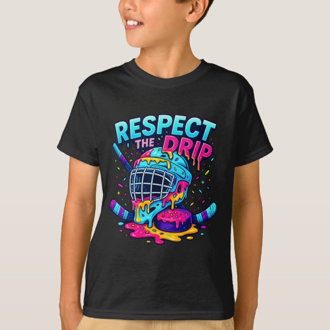 T-shirt Respect The Drip Ice Hockey Stick &amp; Puck Dripn (Devant)
