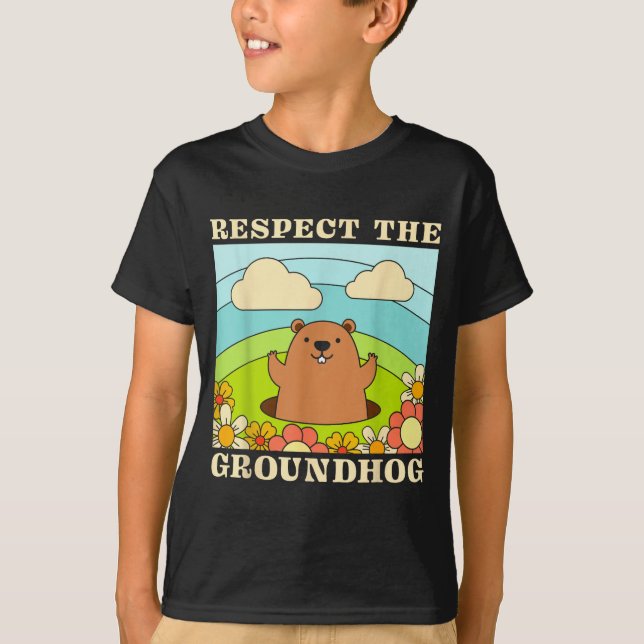 T-shirt Respect The Groundhog Day Men Women Animal Retro 6 (Devant)