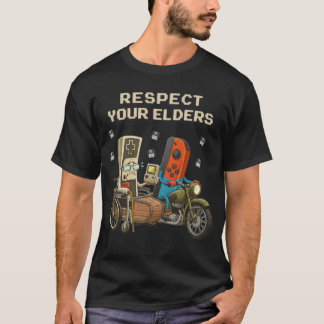 T-shirt Respect Your Elders Gaming Control Retro Funny