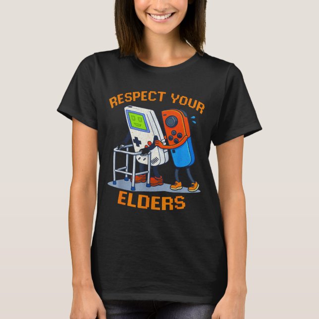 T-shirt Respect Your Elders Retro Gaming Funny Gamer Contr (Devant)