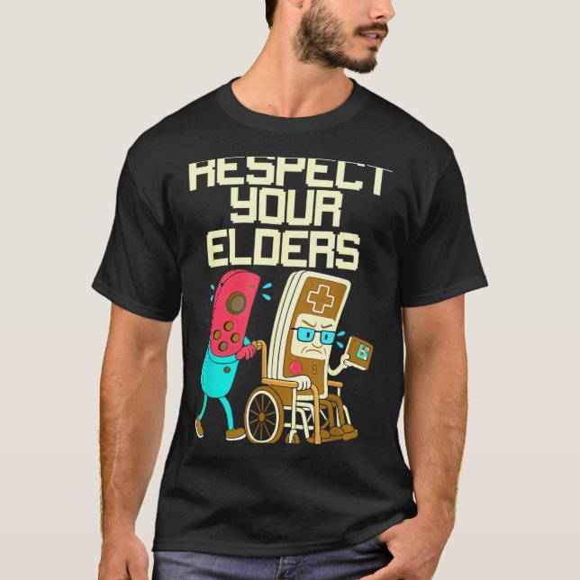 T-shirt Respect Your Elders Retro Gaming Funny Gamer Contr (Devant)