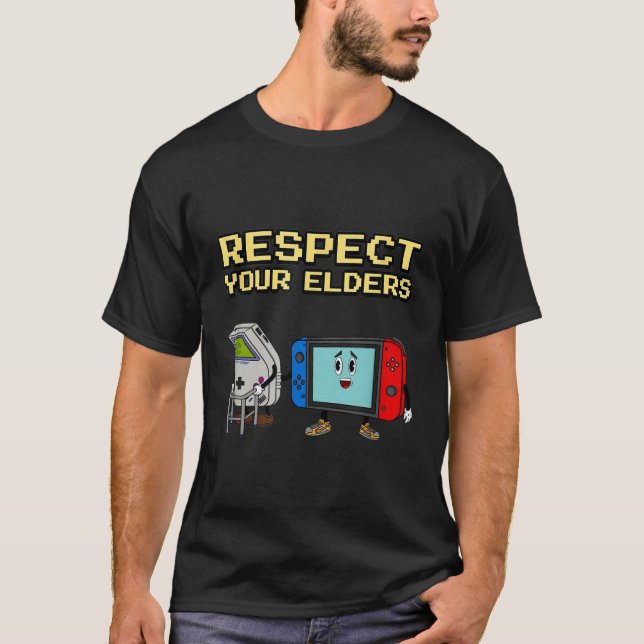T-shirt Respect Your Elders Retro Gaming Funny Gamer Contr (Devant)