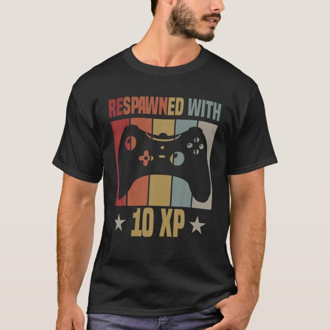 T-shirt Respecté Avec 10 XP Video Gamer 10e anniversaire G (Devant)