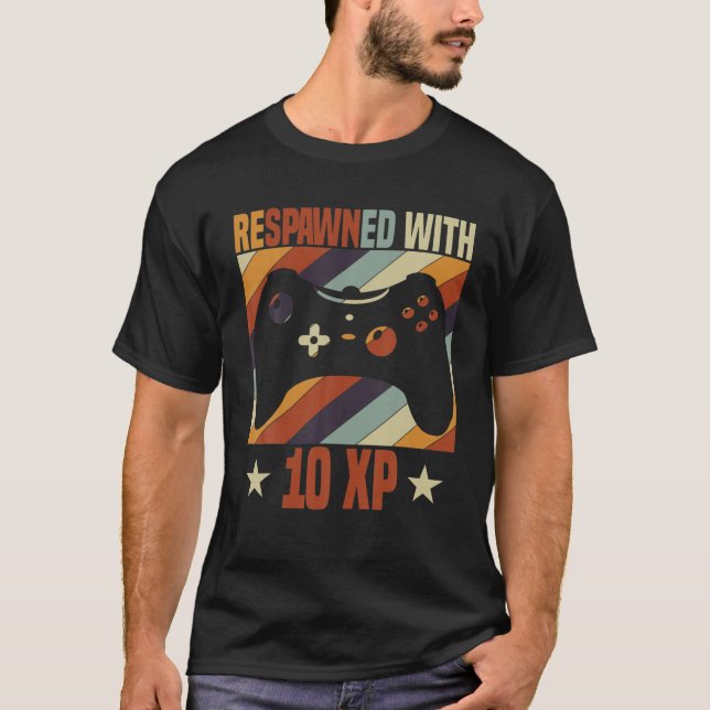 T-shirt Respecté Avec 10 XP Video Gamer 10e anniversaire G (Devant)