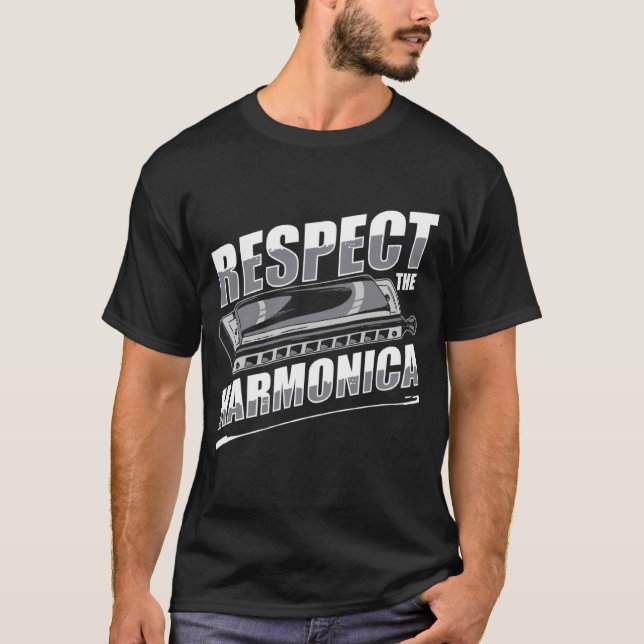 T-shirt respecter l'harmonica instrument bouche harpe noix (Devant)