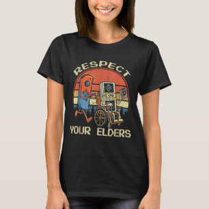 T-shirt Respectez Vos Aînés Rétro Gaming Drôle Gamer Contr