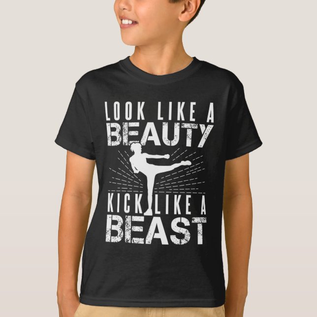 T-shirt Ressembler à Beauté Kick Comme Bête Kickboxer Athl (Devant)
