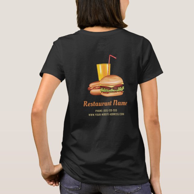T-shirt Restaurant Hamburger Restauration Rapide Avec Logo (Dos)