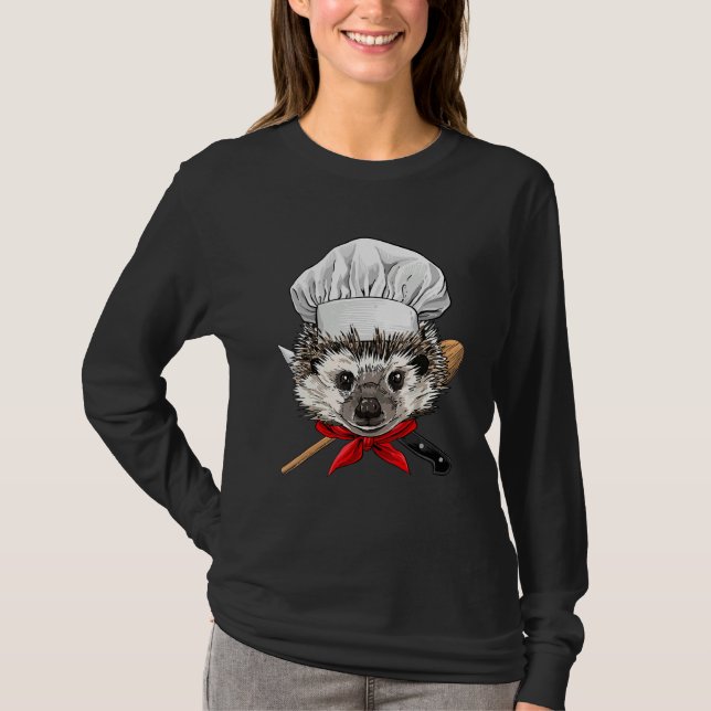 T-shirt Restaurant Hedgehog Chef Kitchen Cook Culinary Coo (Devant)