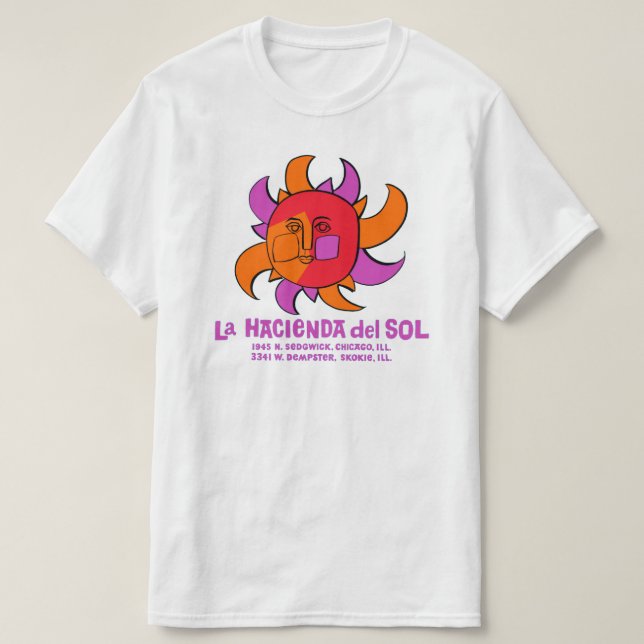 T-shirt Restaurant mexicain La Hacienda del Sol, Chicago e (Design devant)