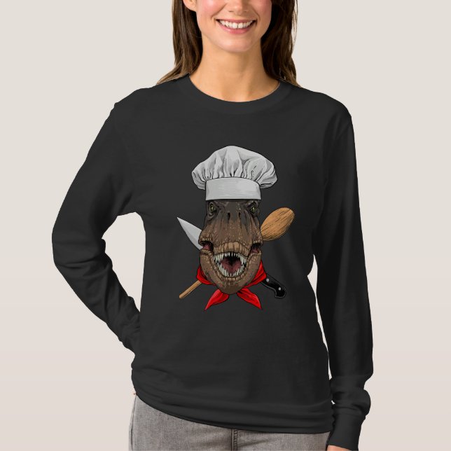 T-shirt Restaurant Rex Chef Cook Kitchen Cooking  Dinosaur (Devant)