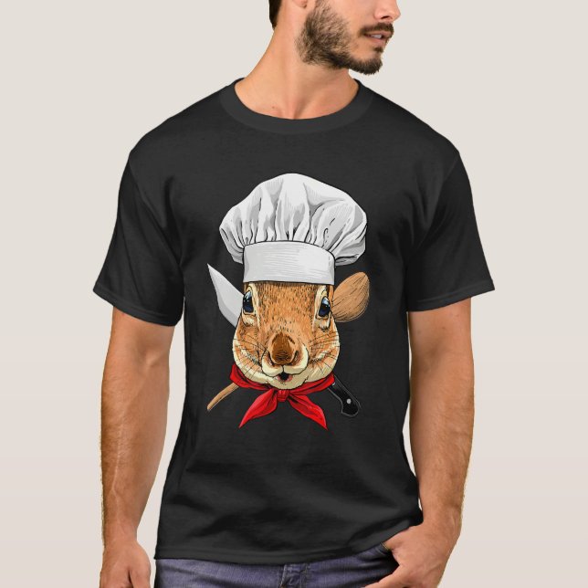 T-shirt Restaurant Squirrel Chef Cook Kitchen Cooking  Rod (Devant)