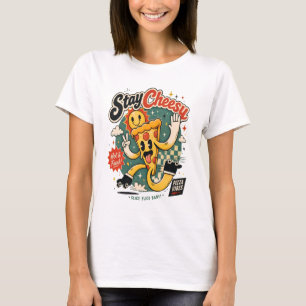 T-shirt Reste Fromageuse Tranches de Pizza à Roulettes