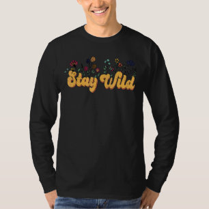 T-shirt Reste sauvage Boho Fleurs sauvages en détresse