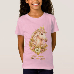 T-Shirt Reste Sauvage, Licorne Dorée