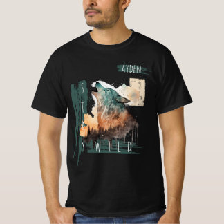 T-shirt "Reste Sauvage" Loup Hurleur Personnalisable