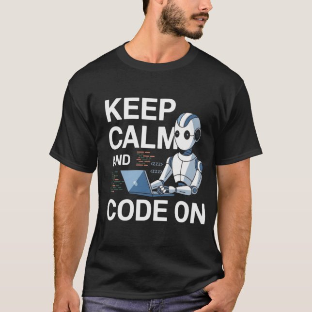 T-shirt rester calme et coder (Devant)
