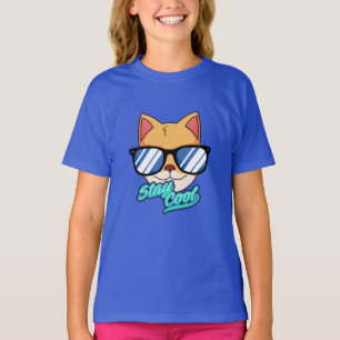 T-shirt Rester Cool Chat Cool avec lunettes de soleil Ca
