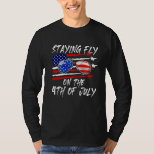 T-shirt Rester En Avion Sur Le Drapeau Américain 4 juillet