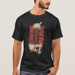 T-shirt Rester vivant café gothique Café caféine Crâne caf