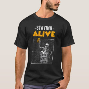 T-shirt Rester Vivant Squelette Boire Bière Pour Halloween