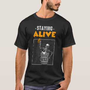 T-shirt Rester Vivant Squelette Boire Bière Pour Hommes Fe