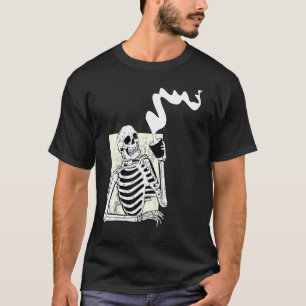 T-shirt Rester Vivant Squelette Boire Café Drôle Squelette