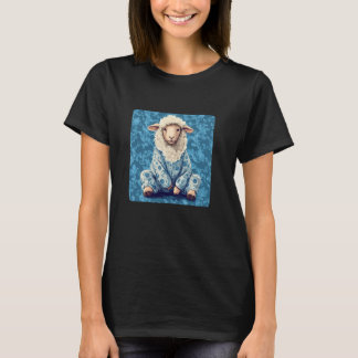 T-shirt Restez au chaud avec un mouton drôle en pyjama