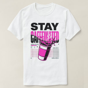 T-shirt Restez Caféiné Néon Punk Rose Tasse de Café Éclabo